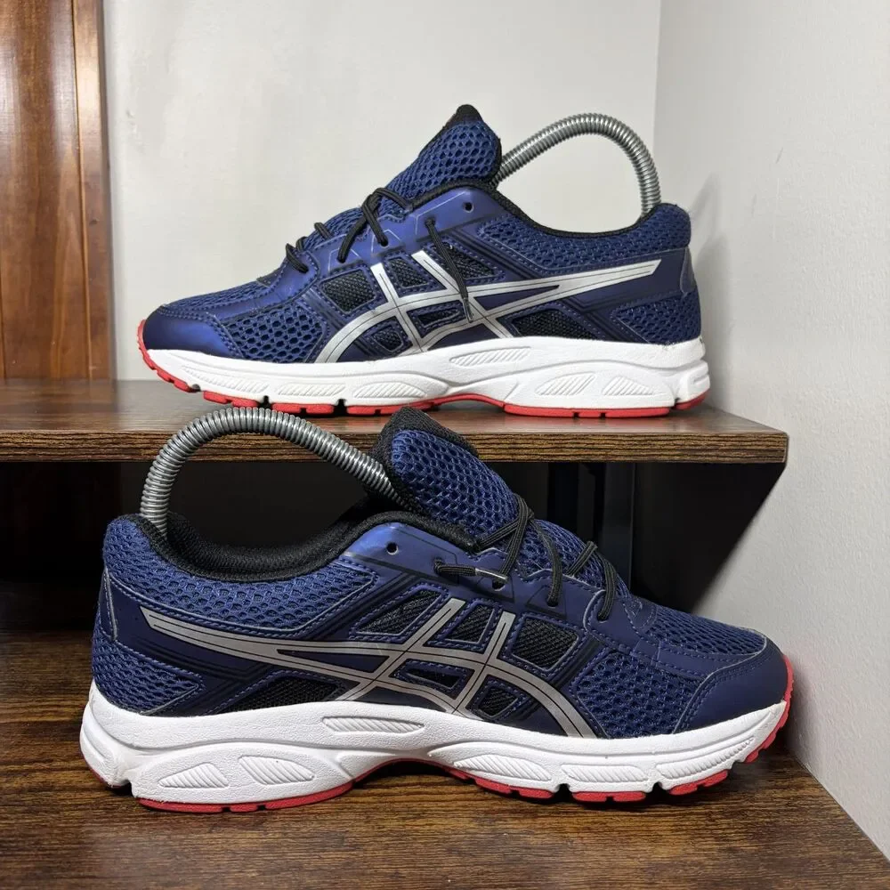 Size 5.5 - Asics Gel Contend 4 Running Shoes Navy/Red (GS)